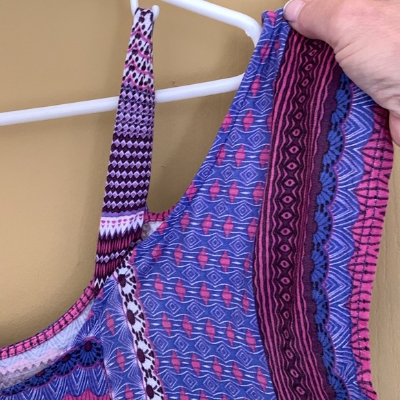 Simone Summer dress size M purple and pink shades with white, falls to mid shin - Picture 2 of 4